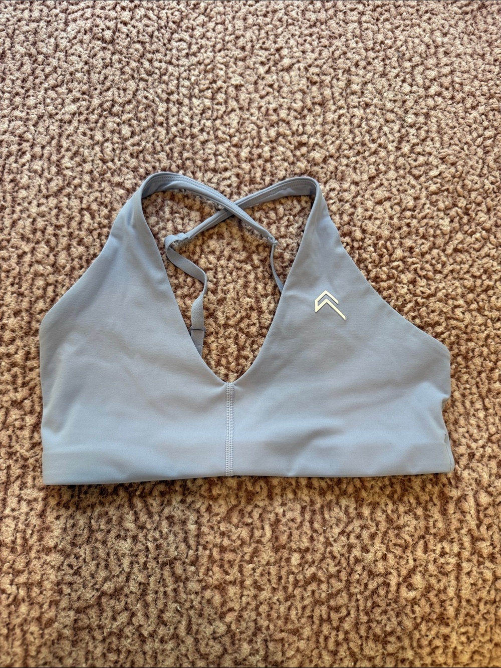 Oner Active Seamless V-Neck Sports Bralette in Light Blue-Gray
